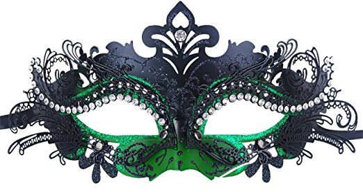 Masquerade Mask Shiny Metal Rhinestone Venetian Prom Mask