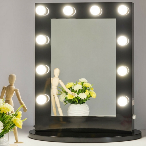 Chende Tabletop Vanity Mirror with Dimmable Light Bulbs