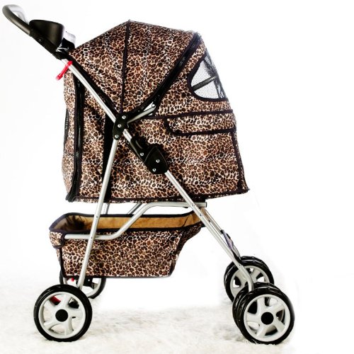 4 Wheels Pet Dog Cat Stroller w/ Rain Cover All Colors