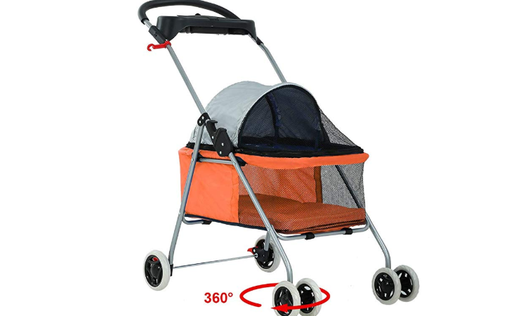 BestPet Pet Stroller 4 Wheels Posh Folding Waterproof Portable Travel Cat Dog Stroller
