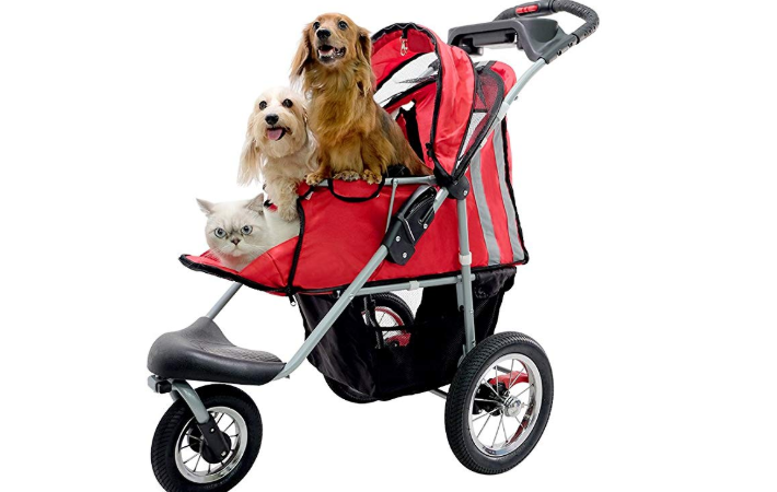 ibiyaya 3 Wheeler Pet Jogger Strollers with Air Filled Tires for Dogs and Cats
