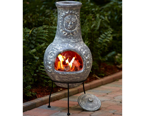 Outdoor Clay Chiminea Fire Pit