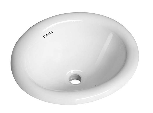 CHANGIE 1004W Bathroom Top Mount Vanity Sink Porcelain Drop in Basin