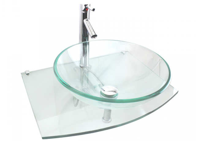 Halo Clear Tempered Glass Vessel Sink