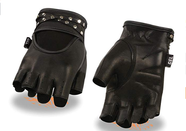 Ladies Driving Gloves w Studded Straps & Gel Palm