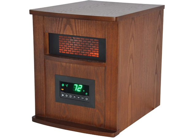 LifeSmart 6 Element Quartz w Wood Cabinet and Remote Large Room Infrared Heater