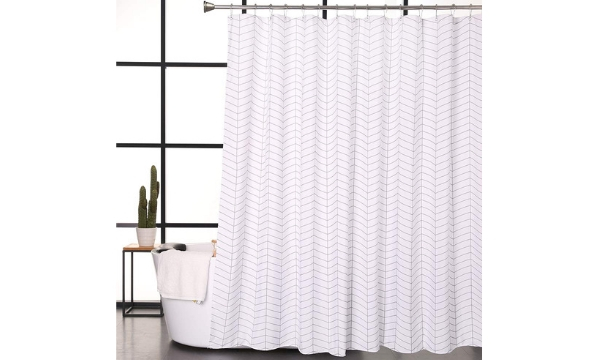 Aimjerry Water-Repellent Striped Fabric Shower Curtain