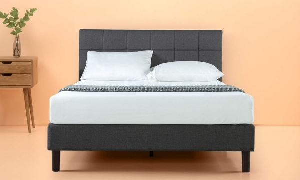 Zinus Upholstered Square Stitched Platform Bed Frame