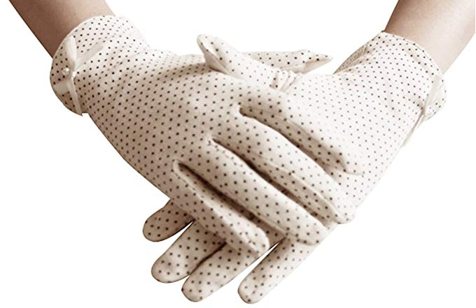 Women Dots Sun UV Protection Outdoor Cotton Driving Gloves