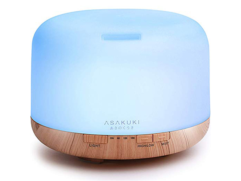 ASAKUKI 500ml Premium, Essential Oil Diffuser, 5 In 1 Ultrasonic Aromatherapy Fragrant Oil Humidifier Vaporizer, Timer and Auto-Off Safety Switch, 7 LED Light Colors