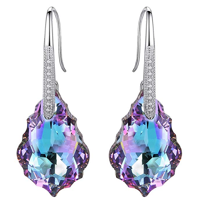EleQueen Baroque Drop Crystal Earrings