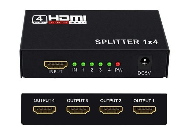 HDMI Splitter 1 in 2 3 4 Out WEILIANTE 4K Aluminum Ver1.4 HDCP 1X4 Ports Video Converter
