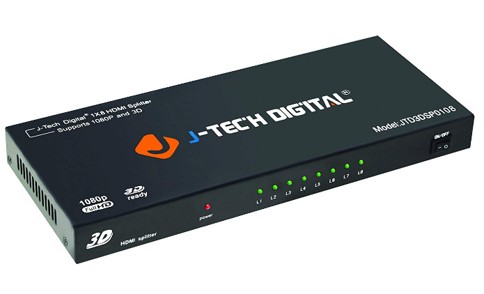 J-Tech Digital 8-Port HDMI v.1.3 Splitter 1x8 Full HD 1080P Certified with 3D [JTD3DSP0108]