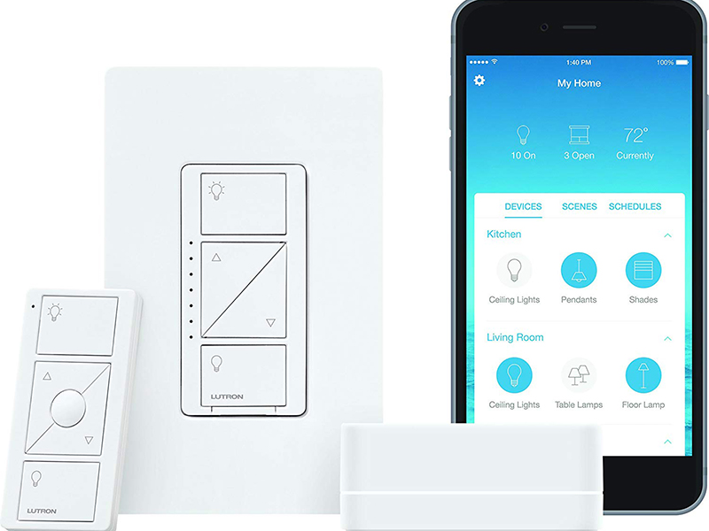 Lutron Caseta Wireless Smart Lighting Dimmer Switch Starter Kit, P-BDG-PKG1W, Works with Alexa, Apple HomeKit, and the Google Assistant