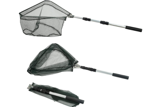 RESTCLOUD Fishing Landing Net with Telescoping Pole Handle Extends to 50 Inches