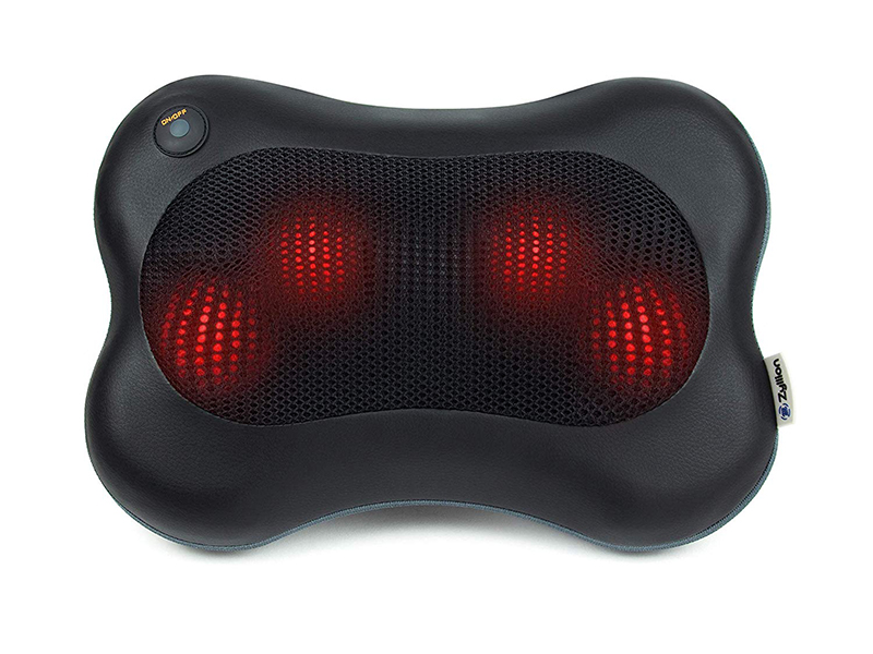 Zyllion Shiatsu Back and Neck Massager - Kneading Massage Pillow with Heat for Shoulders, Lower Back, Calf - Use at Home and Car, Black, (ZMA-13-BK)
