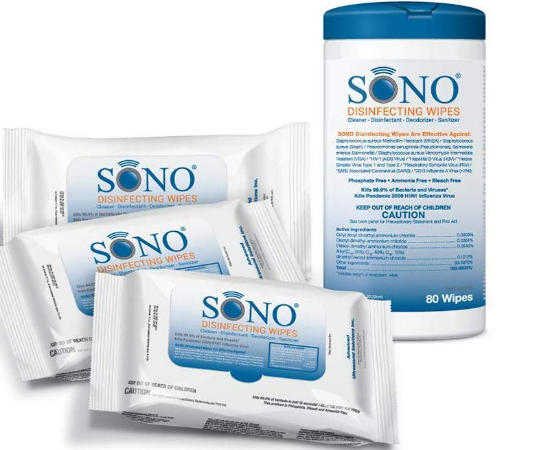 SONO Travel Safe Medical Grade Disinfecting Wipes